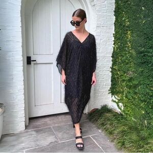 Abbey Glass Rosemary Chiffon V Neck Caftan Dress